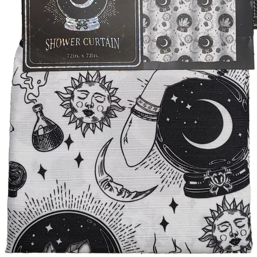 Wanderlust Dreams Celestial Sun Moon Crystal Ball Shower Curtain
